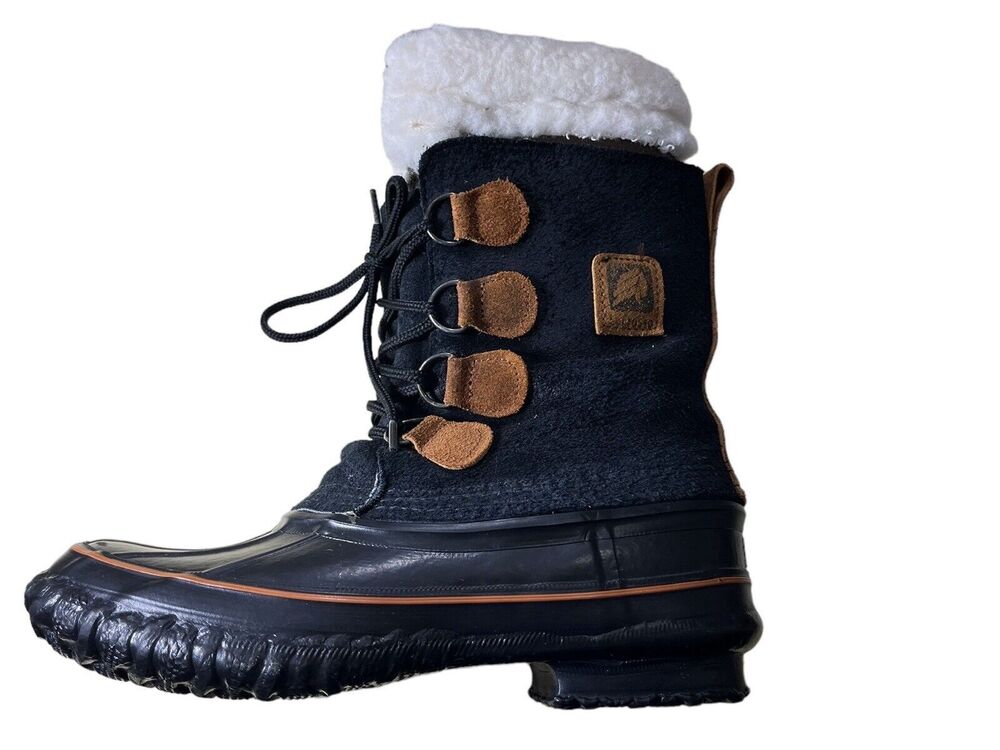 LaCrosse Women’s Black Suede Lined Lace Up Duck Boots Size 7 Shearling